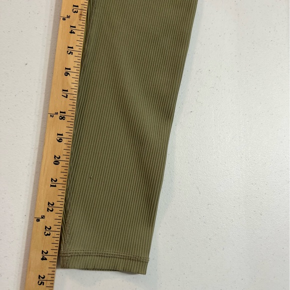 Athleta Leggings Womens Elation Rib Tight Mid Rise Athletic 24” Olive Green M - Picture 11 of 15